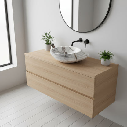 Marble Sink – Luxury Stone Sink Bathroom Basin (40x60x15 cm), Handcrafted Natural Marble Vanity Bowl