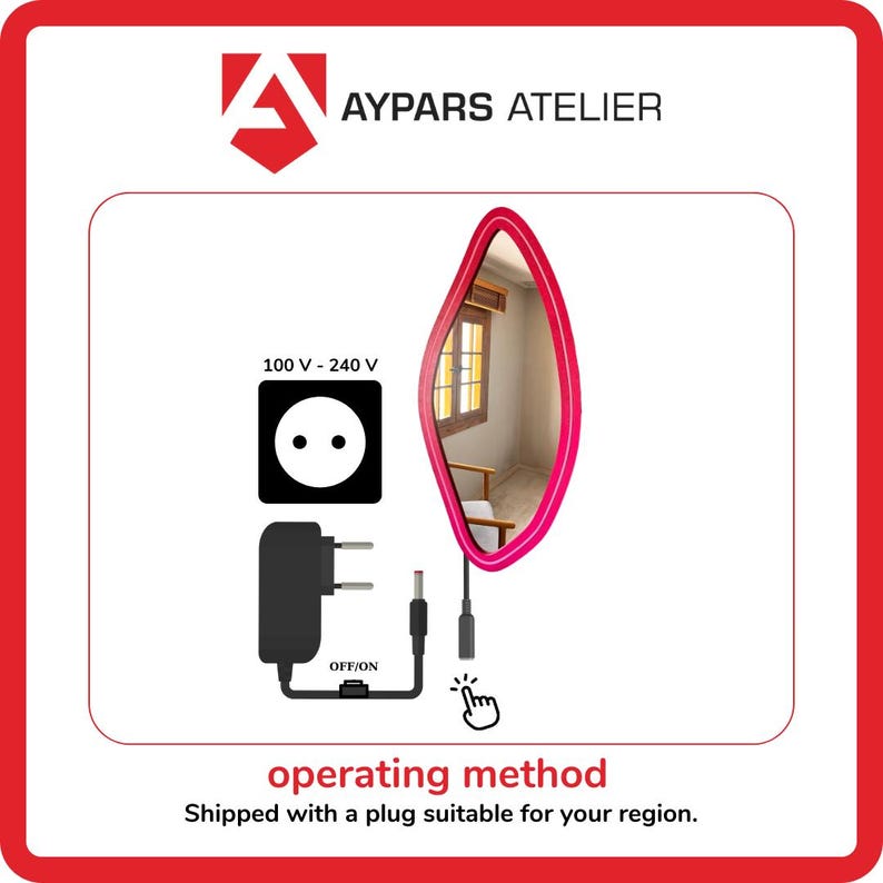 Neon LED Wavy Wall Mirror – Modern Irregular Shape MDF Frame Mirror | Decorative Accent for Bedroom & Living Room