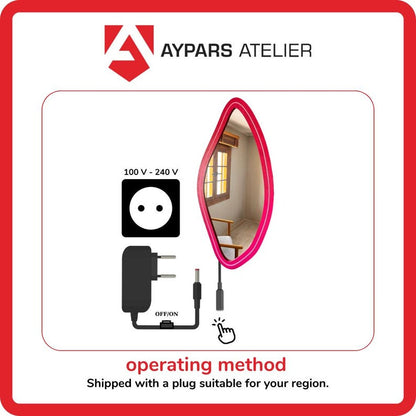 Neon LED Wavy Wall Mirror – Modern Irregular Shape MDF Frame Mirror | Decorative Accent for Bedroom & Living Room