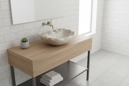 Luxury Marble Bathroom Sink – Hand-Carved Natural Stone Vessel Basin, Elegant Vanity Bowl