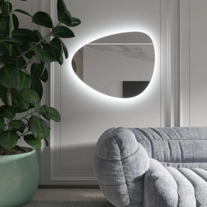 LED Wall Mirror Irregular Shape – Modern Asymmetrical Backlit Mirror for Bathroom or Living Room