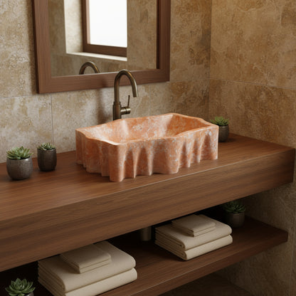 Orange Natural Stone Bathroom Basin (55x42x14 cm)