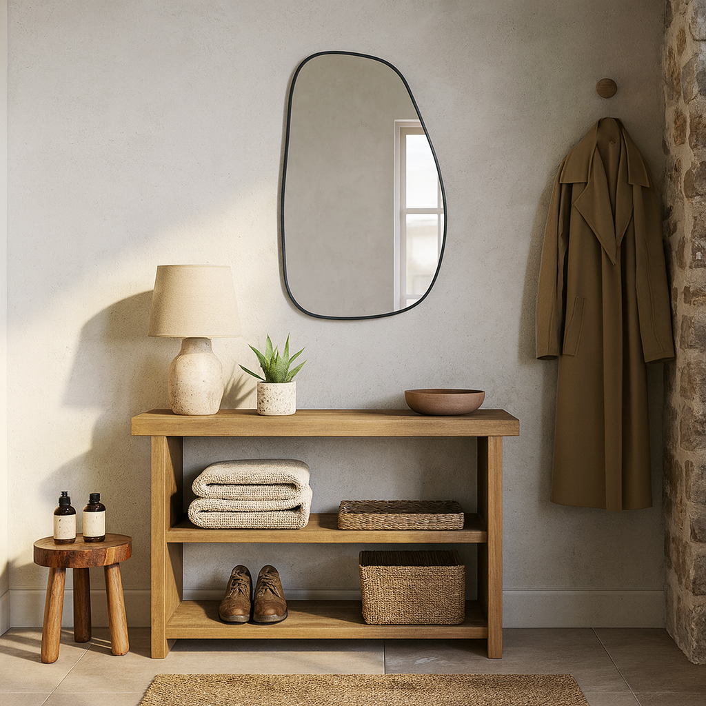 Irregular Wall Mirror – Modern Organic Mirror with Black Frame
