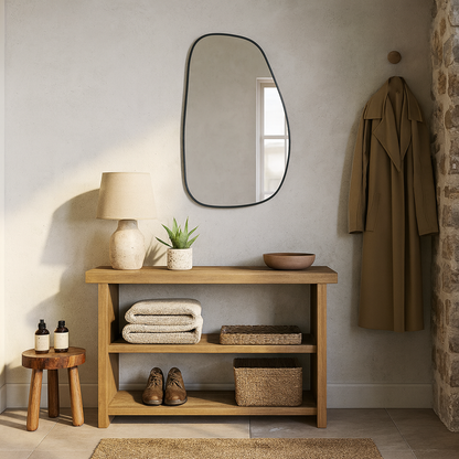 Irregular Wall Mirror – Modern Organic Mirror with Black Frame