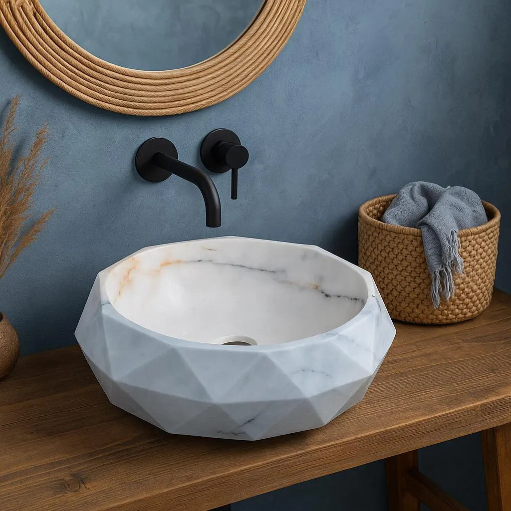 Modern Marble Vessel Sink 42x42x14 cm