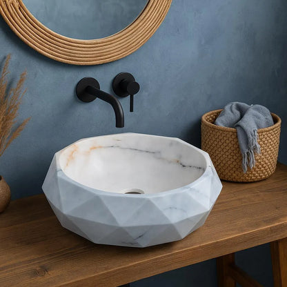 Modern Marble Vessel Sink 42x42x14 cm