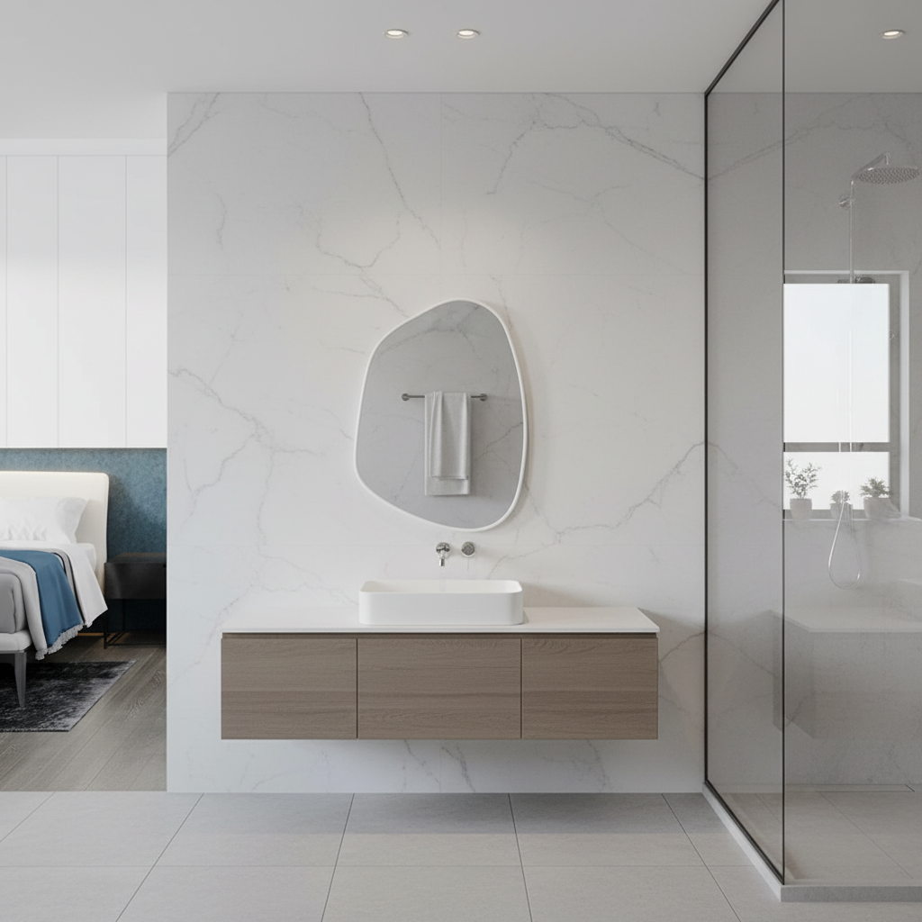 Irregular Bathroom Mirror – Modern Organic Wall Mirror with Black Frame