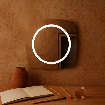 LED Bathroom Mirror Square – Modern Dimmable Vanity Wall Mirror with Backlit Design