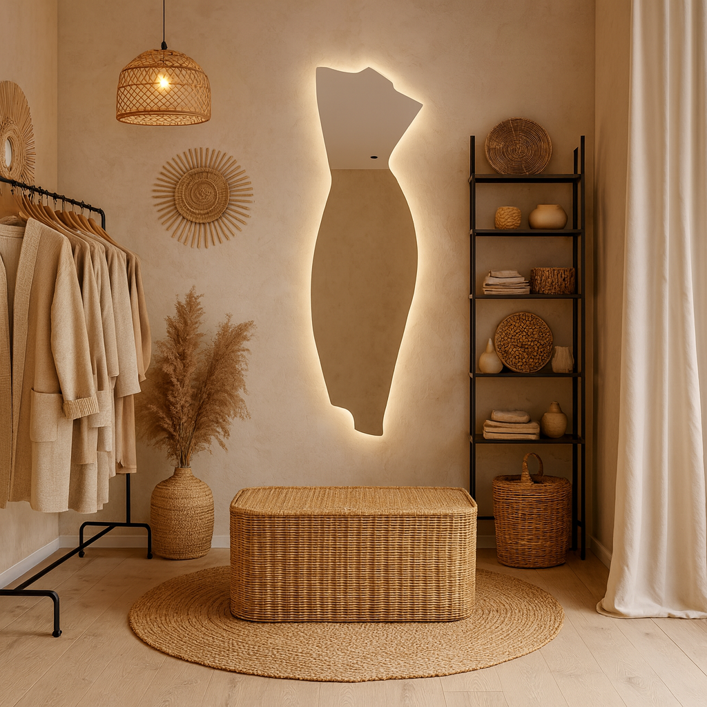 Modern LED Full Length Mirror – Asymmetrical Sculptural Backlit Mirror