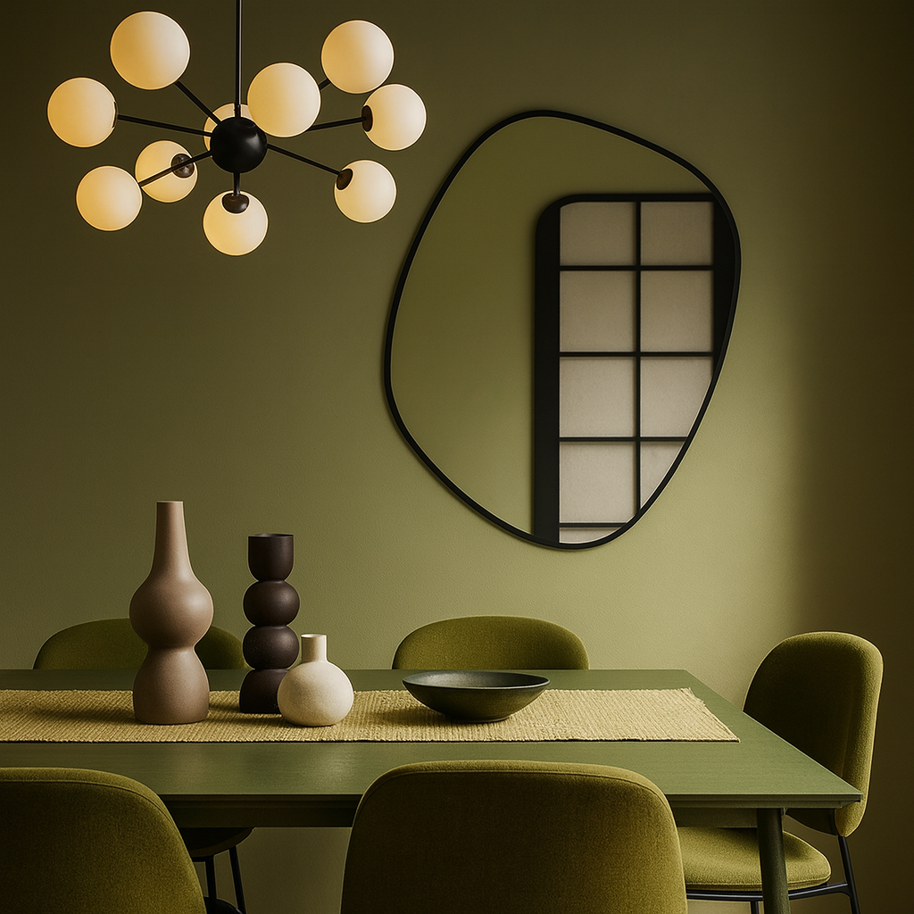 Modern Irregular Bathroom Wall Mirror – Organic Shape Black Frame Mirror for Vanity, Entryway & Living Room