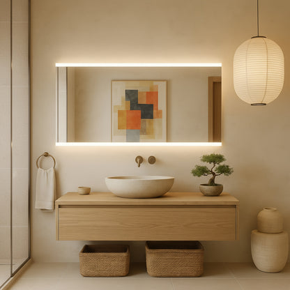 LED Bathroom Mirror – Minimalist Rectangular Lighted Vanity Mirror, Modern Backlit Wall Mirror