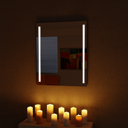 LED Bathroom Mirror – Vertical Lighted Vanity Mirror, Modern Wall Mirror with Dual LED Strips