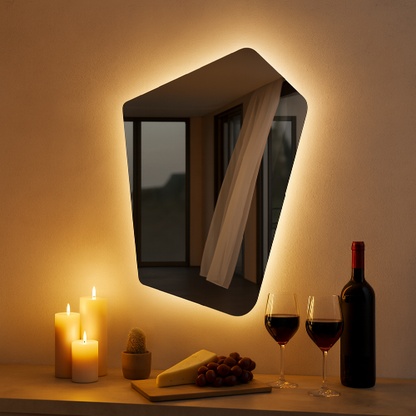 LED Wall Mirror Irregular Shape – Modern Asymmetrical Backlit Bathroom Mirror