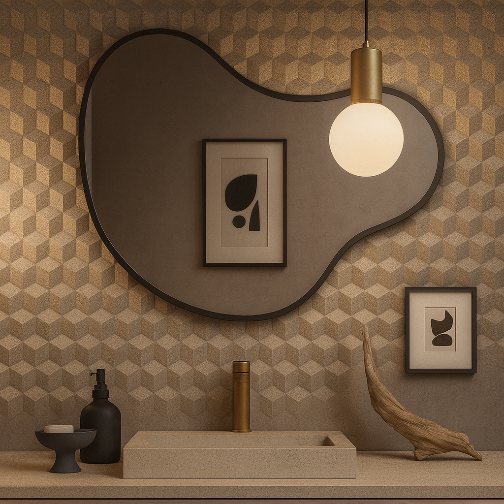 Organic Wall Mirror – Modern Irregular Blob Mirror with Black Frame