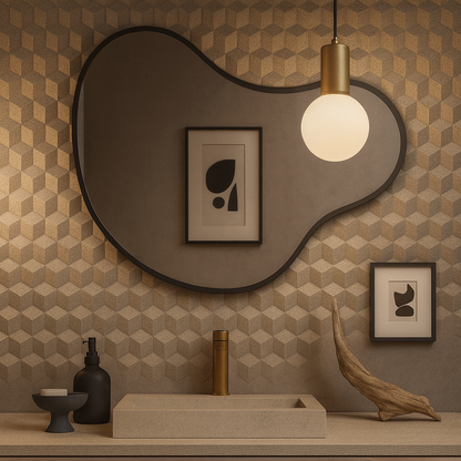 Organic Wall Mirror – Modern Irregular Blob Mirror with Black Frame