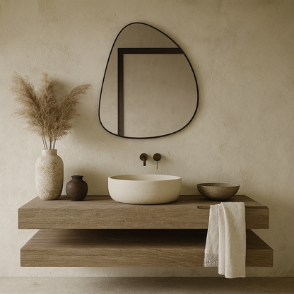 Modern Irregular Wall Mirror – Black Frame Asymmetrical Mirror for Living Room, Entryway & Bedroom