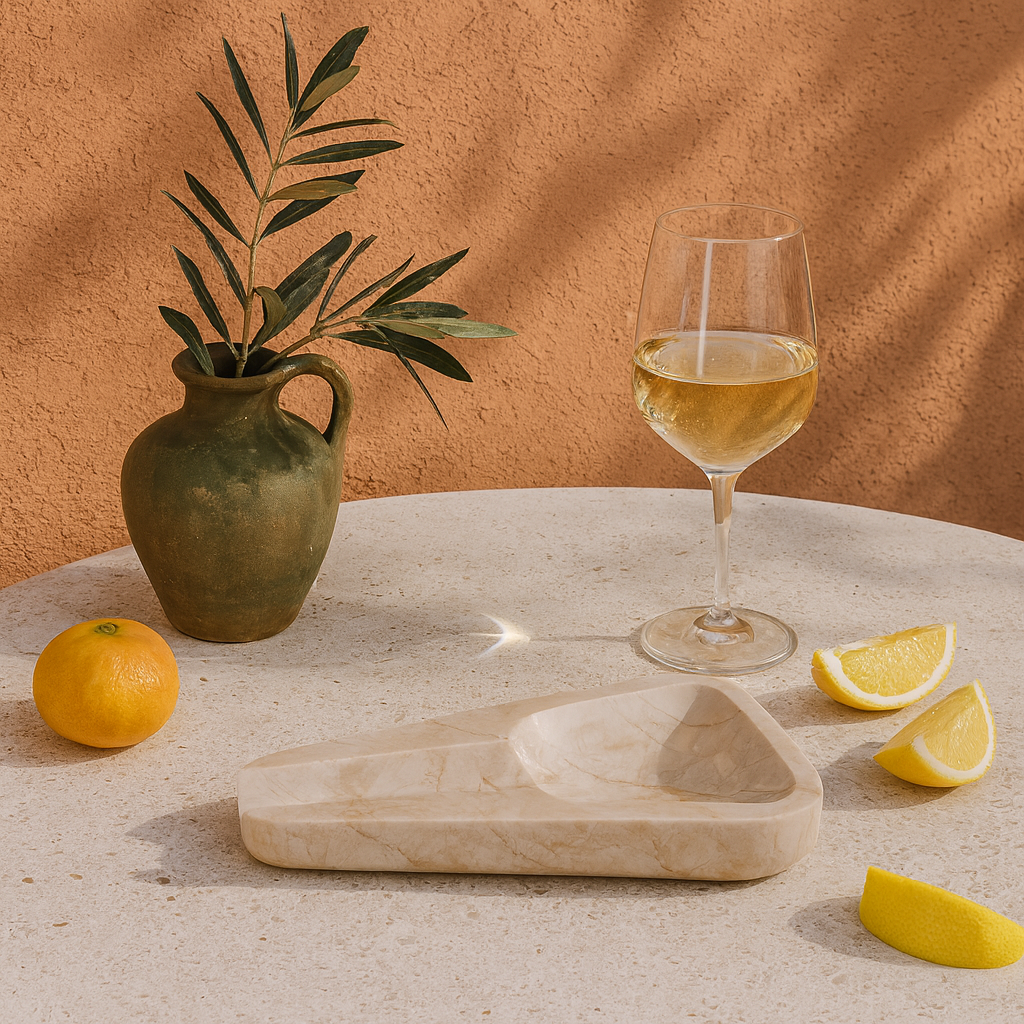 Marble Ashtray – Grey Natural Stone Cigar & Cigarette Holder | Hand-Carved Luxury Ashtray