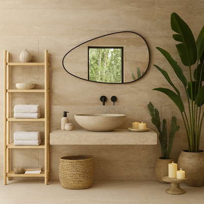 Asymmetrical Black Wall Mirror – Modern Irregular Bathroom Mirror