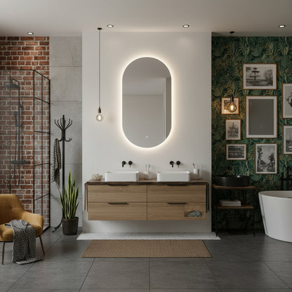 LED Bathroom Mirror – Arched Lighted Vanity Mirror with Touch Sensor | Handmade Modern Backlit Wall Mirror