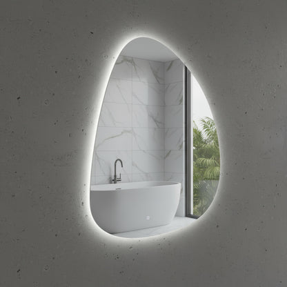 LED Bathroom Mirror Modern Backlit Design – Asymmetrical Organic Shape Wall Mirror