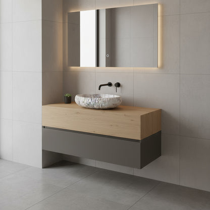 Luxury Marble Vessel Sink – Handcrafted Natural Stone Bathroom Basin with Textured Edge, Modern Vanity Bowl 21.6"x15.7"x5.5" (55x40x14 cm)