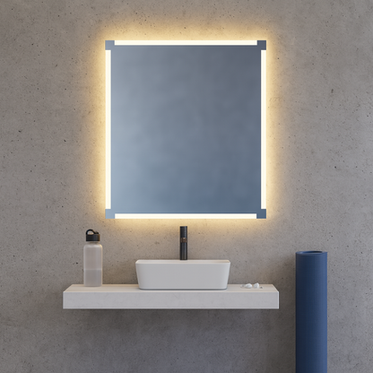 LED Bathroom Mirror – Square Backlit Vanity Mirror, Modern Lighted Wall Mirror