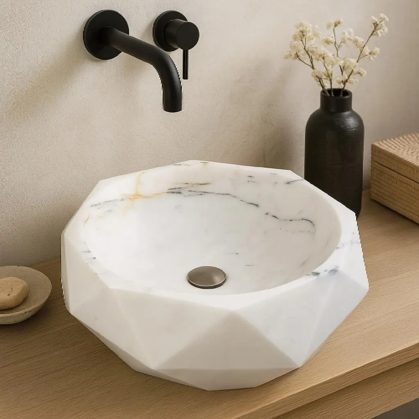 Modern Marble Vessel Sink 42x42x14 cm