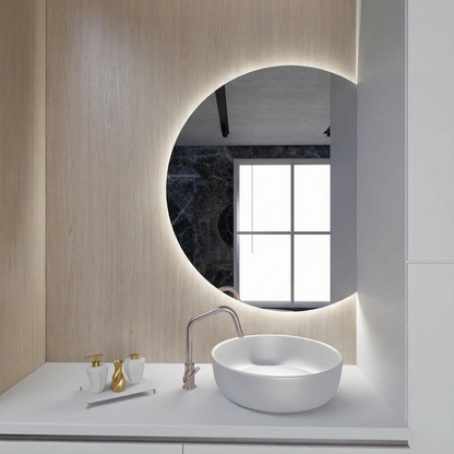 LED Bathroom Mirror – Modern Round Backlit Vanity Mirror with Touch Sensor, Luxury Lighted Wall Mirror