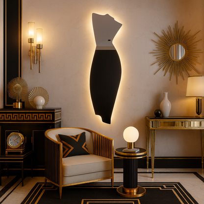 Modern LED Full Length Mirror – Asymmetrical Sculptural Backlit Mirror