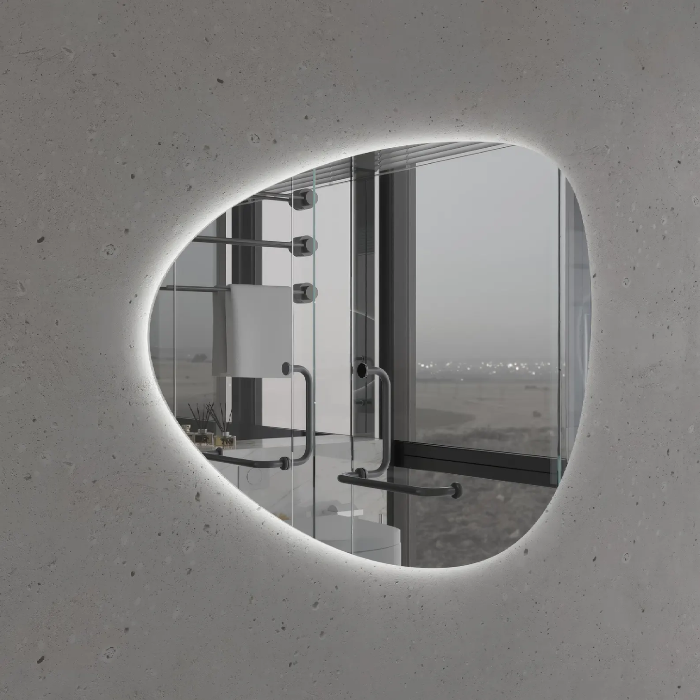 LED Wall Mirror Irregular Shape – Modern Asymmetrical Backlit Mirror for Bathroom or Living Room