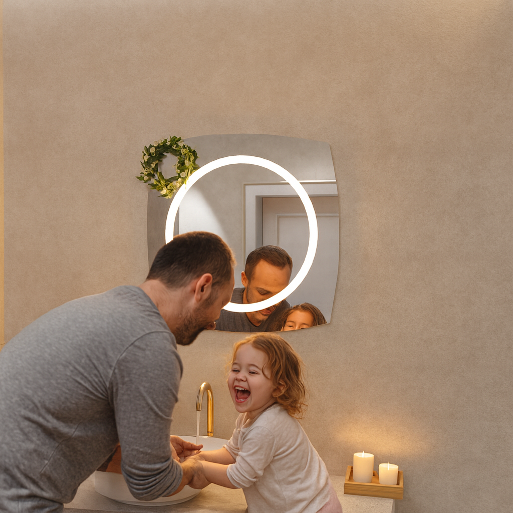 LED Bathroom Mirror Square – Modern Dimmable Vanity Wall Mirror with Backlit Design