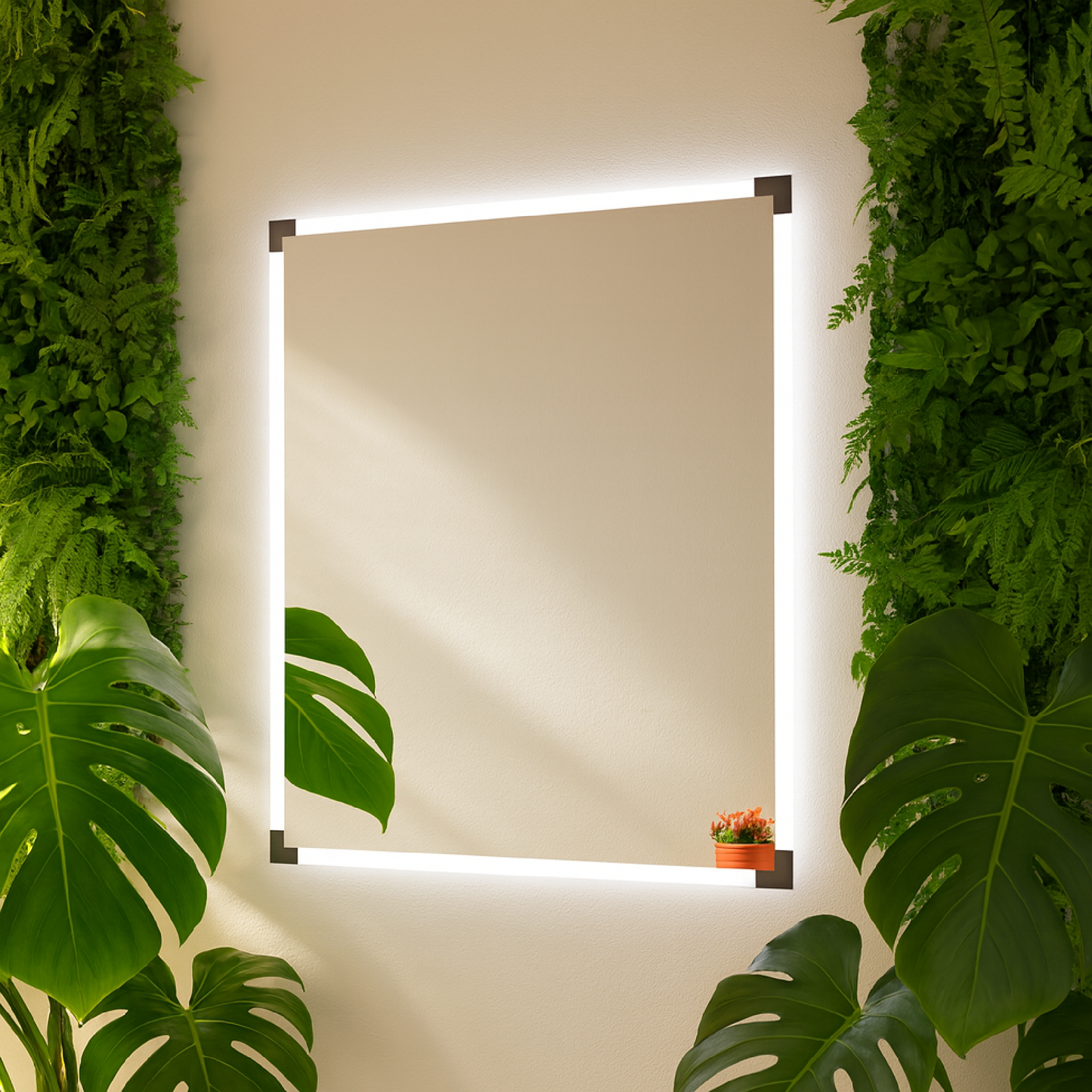 LED Bathroom Mirror – Square Backlit Vanity Mirror, Modern Lighted Wall Mirror