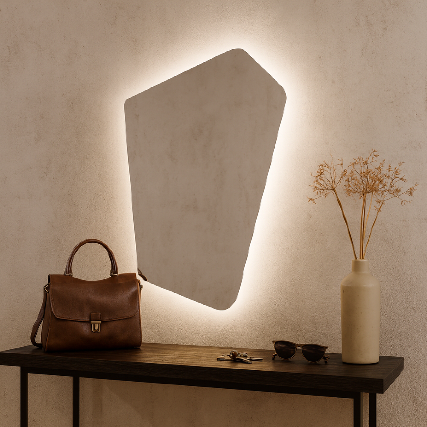 LED Wall Mirror Irregular Shape – Modern Asymmetrical Backlit Bathroom Mirror