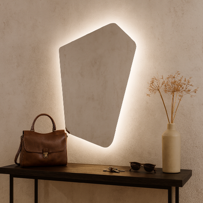 LED Wall Mirror Irregular Shape – Modern Asymmetrical Backlit Bathroom Mirror