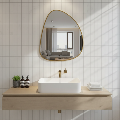 Modern Irregular Wall Mirror – Black Frame Asymmetrical Mirror for Living Room, Entryway & Bedroom