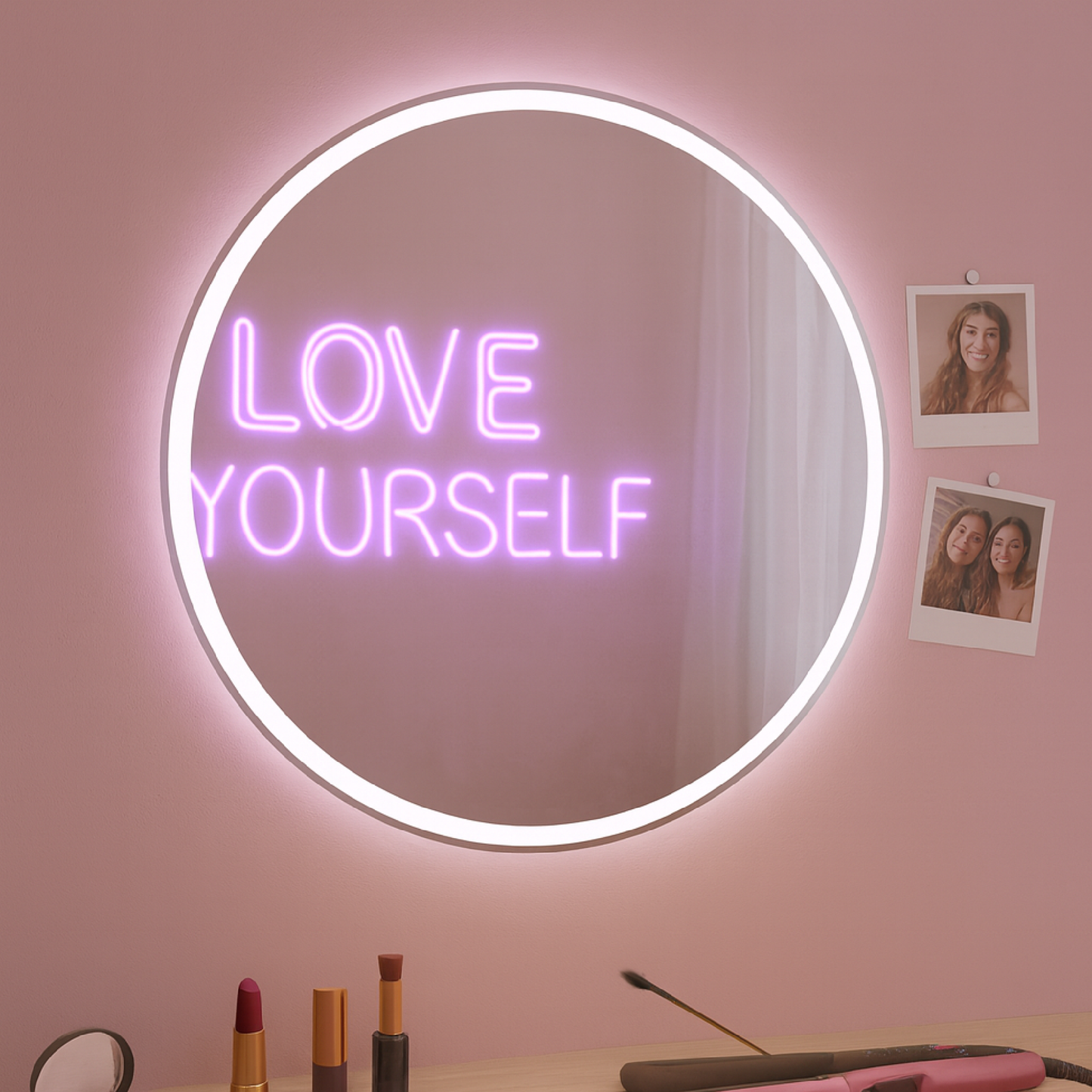 LED Bathroom Mirror – Round Backlit Vanity Mirror, Modern Lighted Wall Mirror
