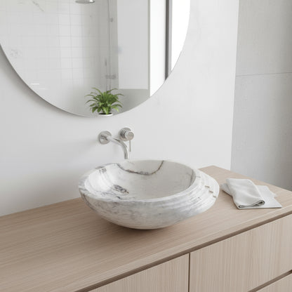 Marble Sink – Luxury Stone Sink Bathroom Basin (40x60x15 cm), Handcrafted Natural Marble Vanity Bowl