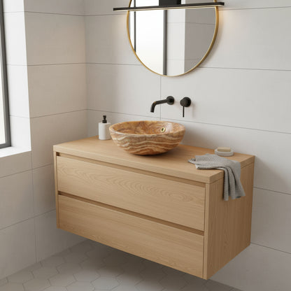 Round Natural Onyx Stone Bathroom Basin (42x42x13 cm)