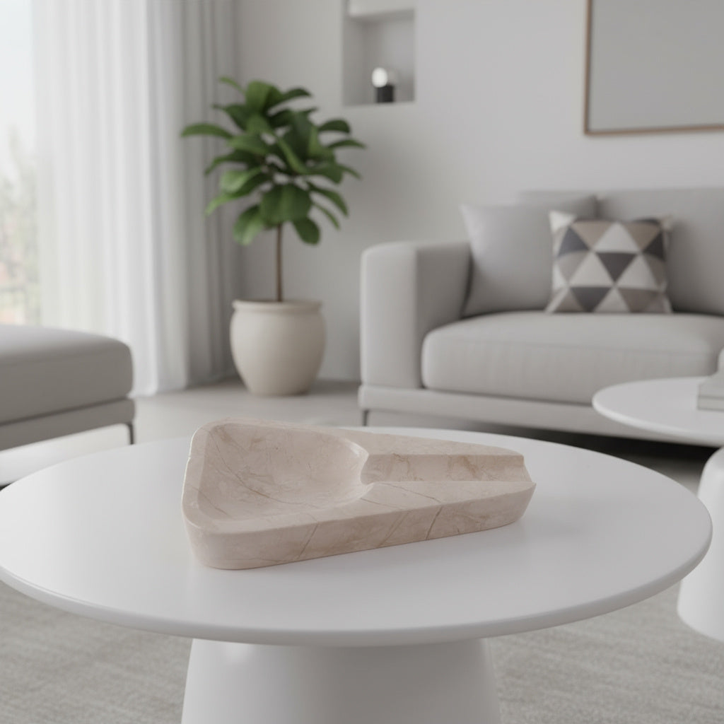 Marble Ashtray – Grey Natural Stone Cigar & Cigarette Holder | Hand-Carved Luxury Ashtray