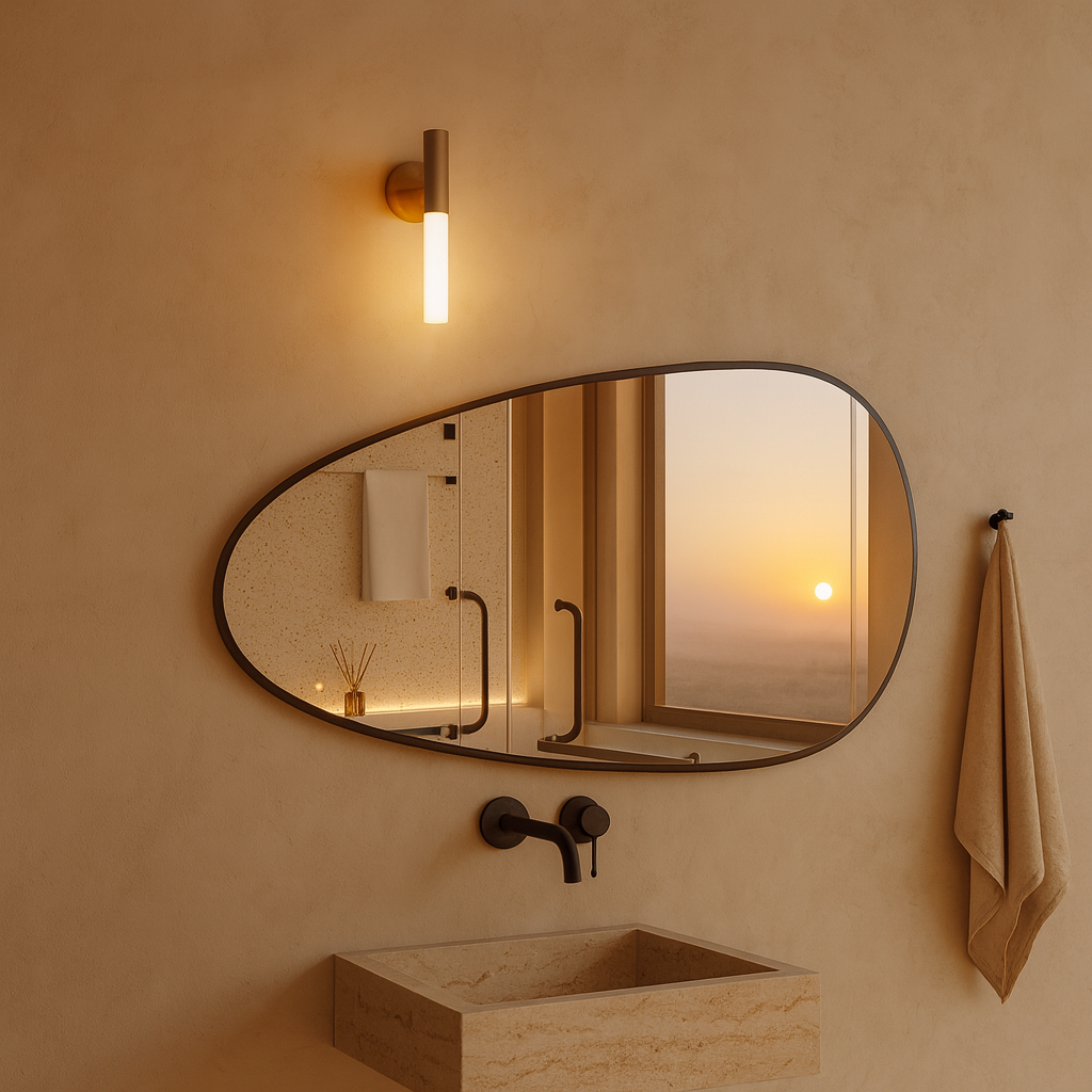 Asymmetrical Black Wall Mirror – Modern Irregular Bathroom Mirror