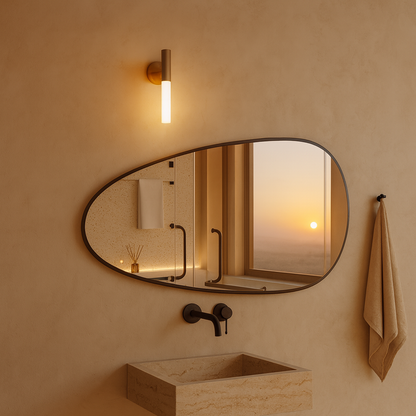 Asymmetrical Black Wall Mirror – Modern Irregular Bathroom Mirror