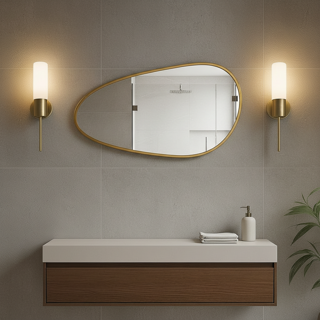 Asymmetrical Black Wall Mirror – Modern Irregular Bathroom Mirror