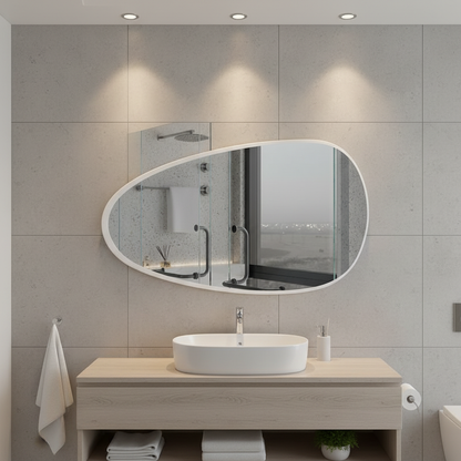 Asymmetrical Black Wall Mirror – Modern Irregular Bathroom Mirror