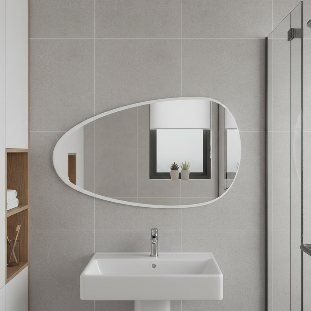 Asymmetrical Black Wall Mirror – Modern Irregular Bathroom Mirror