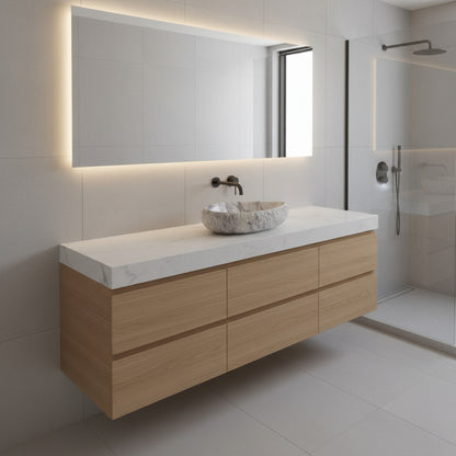 Luxury Marble Vessel Sink – Handcrafted Natural Stone Bathroom Basin with Textured Edge, Modern Vanity Bowl 21.6"x15.7"x5.5" (55x40x14 cm)