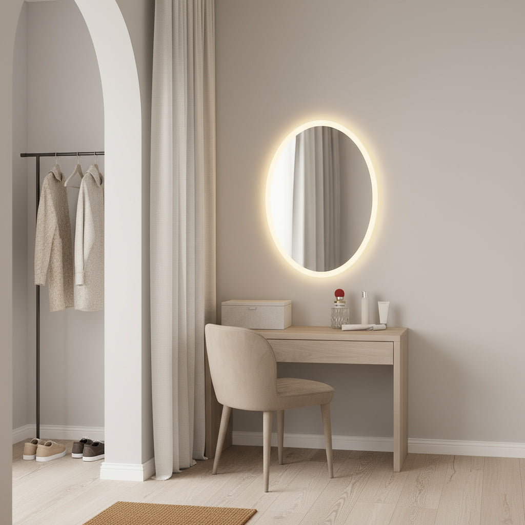 LED Bathroom Mirror – Oval Backlit Vanity Mirror, Modern Lighted Wall Mirror