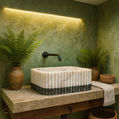 Luxury Marble Bathroom Sink – Handcrafted Natural Stone Vessel Basin, Modern Vanity Bowl