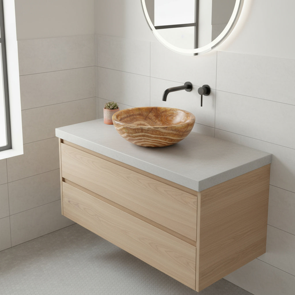 Round Natural Onyx Stone Bathroom Basin (42x42x13 cm)