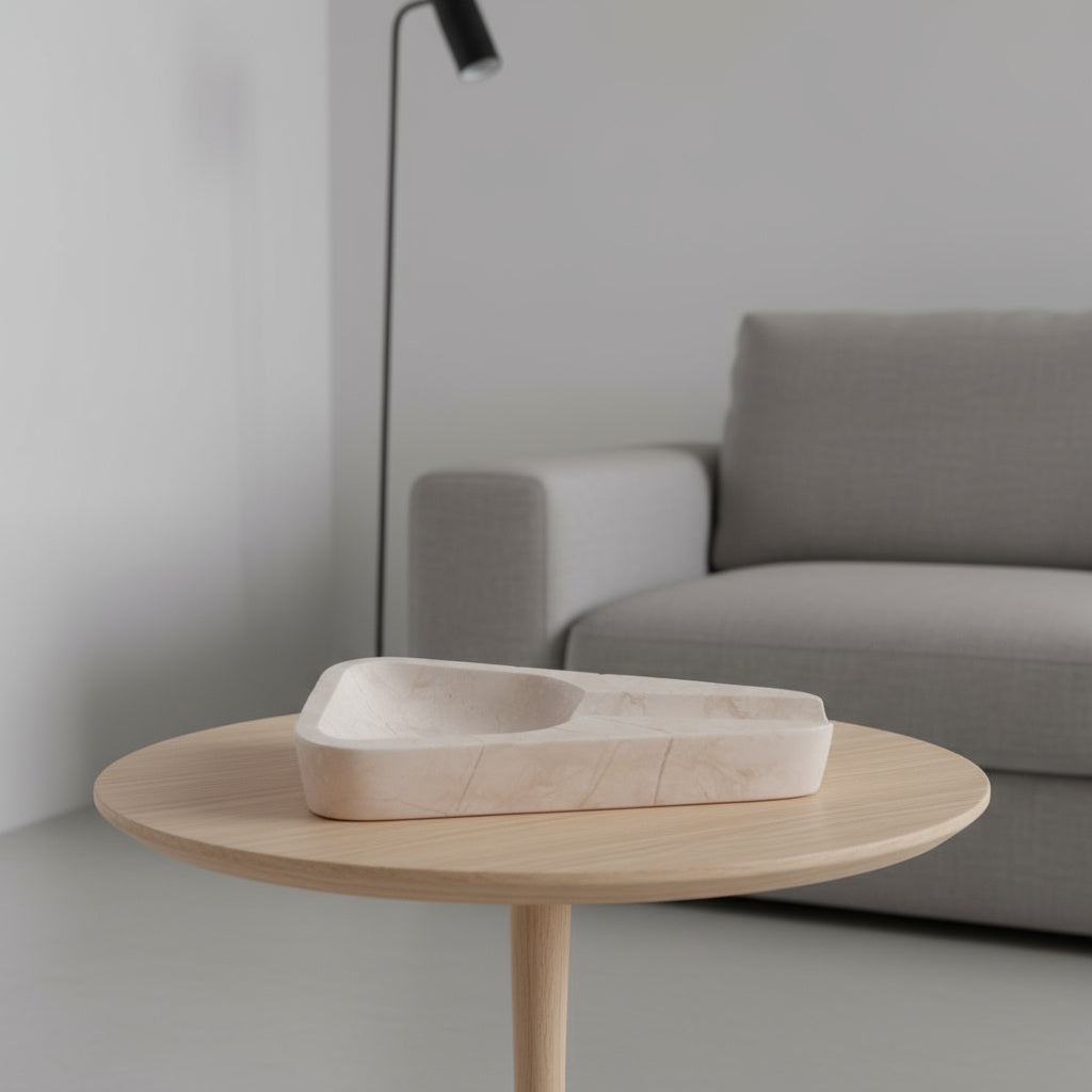 Marble Ashtray – Grey Natural Stone Cigar & Cigarette Holder | Hand-Carved Luxury Ashtray