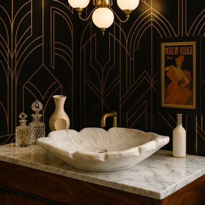 Luxury Marble Vessel Sink – Handcrafted Natural Stone Bathroom Basin, Designer Vanity Bowl